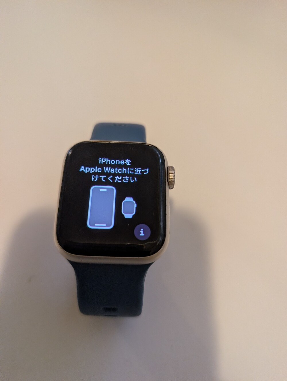 Apple Watch SE with Blue Sport Band - Silver Aluminum Case Comes With USB Cable